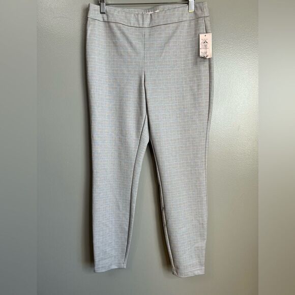 Nanette Lepore pull on grey white checkered ankle pants academia professional - Picture 6 of 16